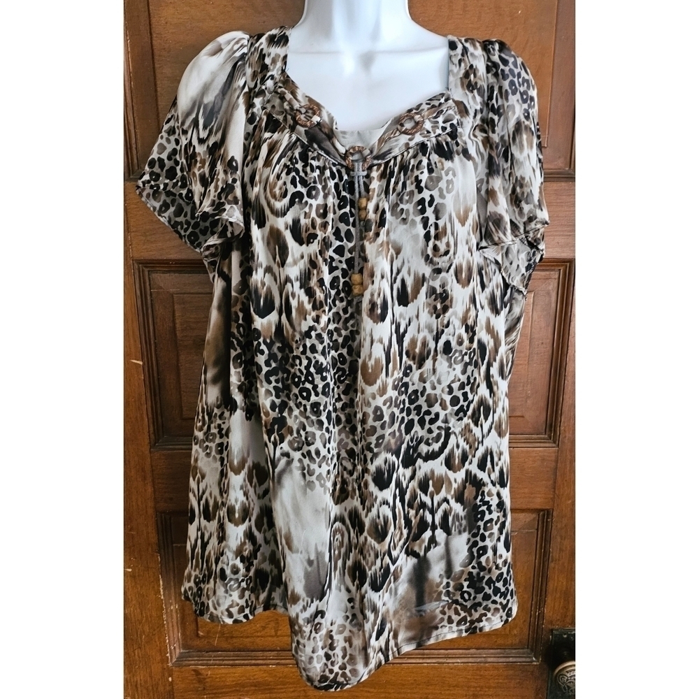 Dress Barn Woman Animal Print Semi Sheer Top